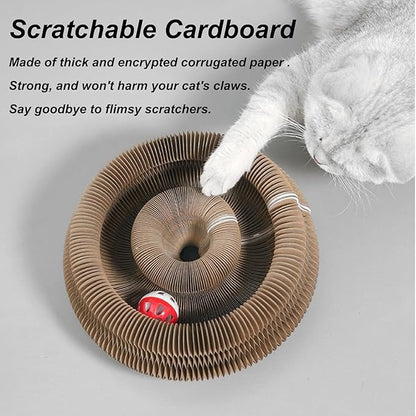 Kitty Kurlz Cat Toy,Magic Organ Cats Scratcher Board,Foldable Recyclable Accordion Toys with Ball for Cats Indoor(2pc)