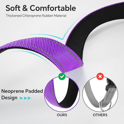 Reflective Dog Collar with Quick Release Buckle - Metal Ring - Adjustable Soft Neoprene Padded Basic Dog Collar for Small Medium Large Dogs (Purple, Small :Width 1",Neck 11.8-15.7")