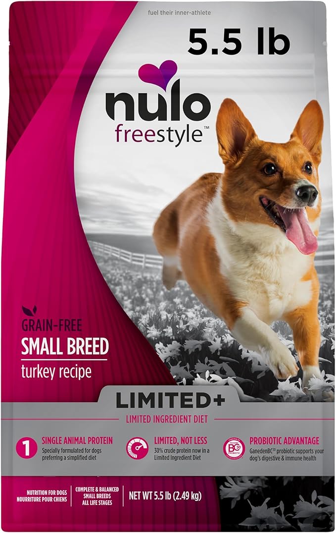 Nulo Freestyle Limited Ingredient Small Breed Food, High-Protein Turkey Recipe, Grain-Free Natural Dry Dog Food for Adult Dogs & Puppies with Food Sensitivities, Single Animal Protein, 5.5 lb Bag