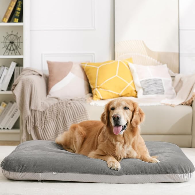 Magic Dog Super Soft Large Dog Bed, 39 Inches Orthopedic Foam Pet Beds with Anti Slip Bottom, Dog Sleeping Mattress with Removable and Washable Cover, Grey