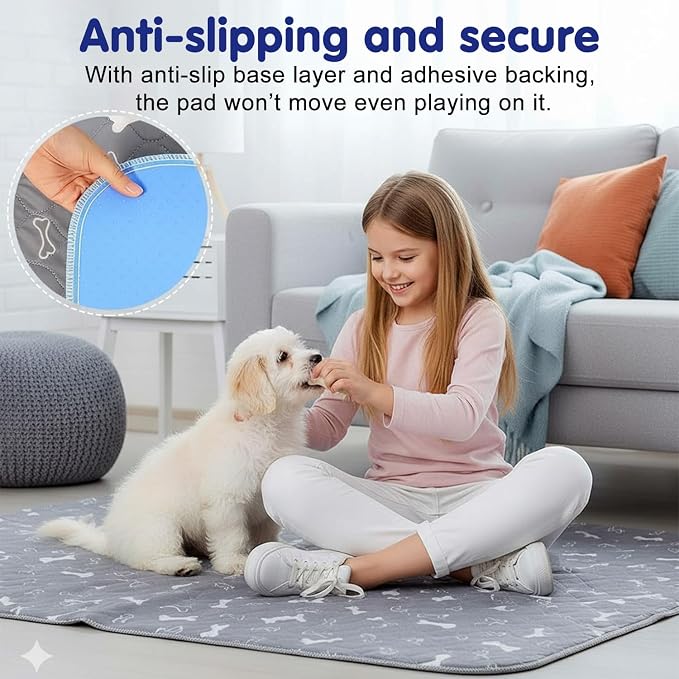 Pee Pads with Pheromones, Elite Pads for Cats, Washable Pee Pads for Dogs, Leak-Proof & Anti-Slip Pet Training Pad for Home & Travel(Grey, XL: 35.4" × 31.5")