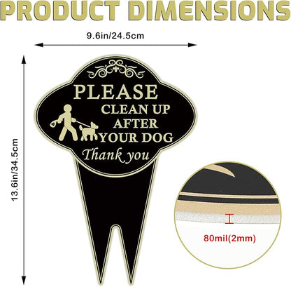 Please Clean Up After Your Dog Sign, 10”x14” Double-Sided No Dog Poop Signs Heavy Duty Aluminum for Lawn Easy Install, Pick Up After Your Dog Sign with Integrated Stake for Yard, Outdoor Use