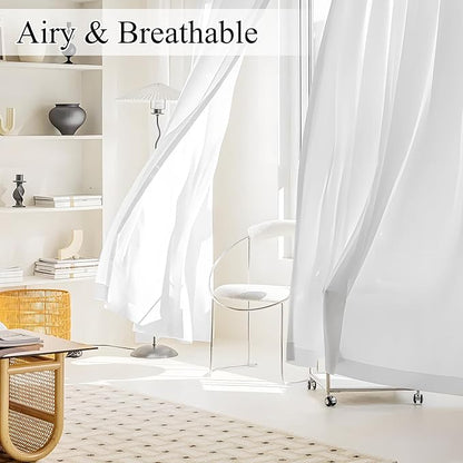 NICETOWN Non-See-Through White Privacy Sheer Curtains 54 inches Long 2 Panels, 52" Wide Grommet Window Curtains Drapes for Living Room Bedroom- Light Filtering Home Decoration