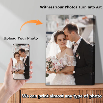 Personalized Custom Canvas Prints with Your Photos & Text, Customized Picture Print, Transform Own Images Into Framed Wall Art Digitally Printed Photo to Canvas, Keepsakes Gifts for Family 32x32’’
