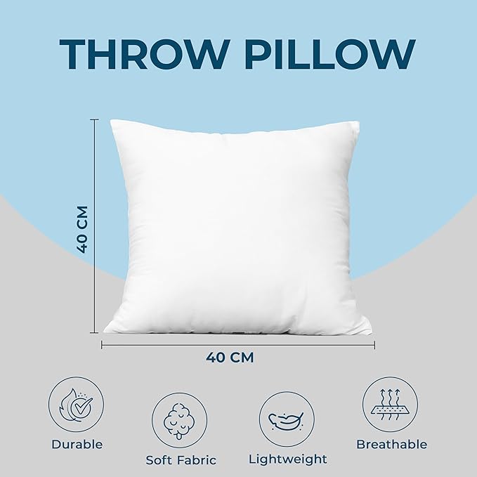 Utopia Bedding Throw Pillows (Set of 6, White), 16 x 16 Inches Pillows for Sofa, Bed and Couch Decorative Stuffer Pillow