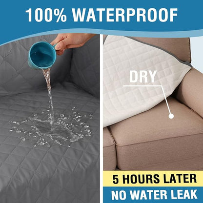H.VERSAILTEX Sofa Slipcover Sofa Cover 100% Waterproof Couch Cover with Elastic Straps Furniture Protector for Pets Kids Children Dog Cat(Oversized Sofa, Rocket Gray)