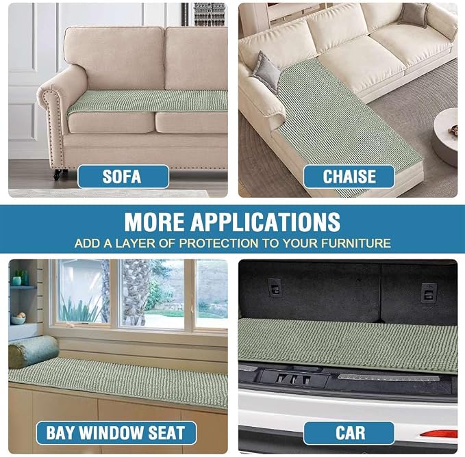 H.VERSAILTEX Plush Chenille Couch Cover for 3 Cushion Couch Anti Slip Washable Sofa Slipcovers Soft and Durable Furniture Protector for Dogs Cats Kids (27.5" x 71", Sea Foam)