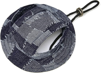 Round Brim Princess Hat Visor Hat Pet Dog Mesh Porous Sun Hat with Ear Holes for Small, Extra Small Dog Teddy, Pug, Chihuahua, Shih Tzu, Yorkshire Terriers, Papillon V-Black M