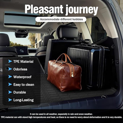 Yakitoko 3D TPE Car Trunk Cargo Liner Mat for Toyota Sequoia 2023-2025 with Backrest Mat Custom Fit All-Weather Waterproof Floor Protection, Heavy Duty & Odorless