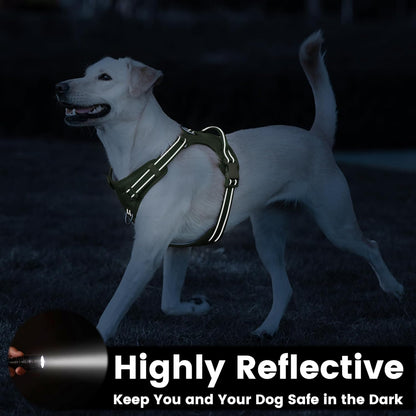 No Pull Dog Harness, Reflective Puppy Vest for Small Medium Large Sized Dog (Misty Green,L)