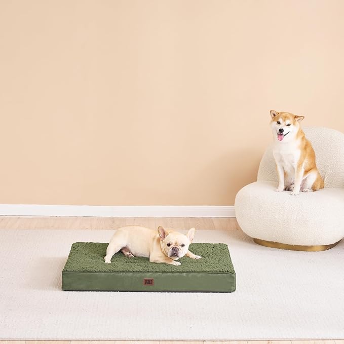 EHEYCIGA Orthopedic Foam Dog Bed for Large Dogs, 35"L x 23"W x 3.5"Th, Dark Green