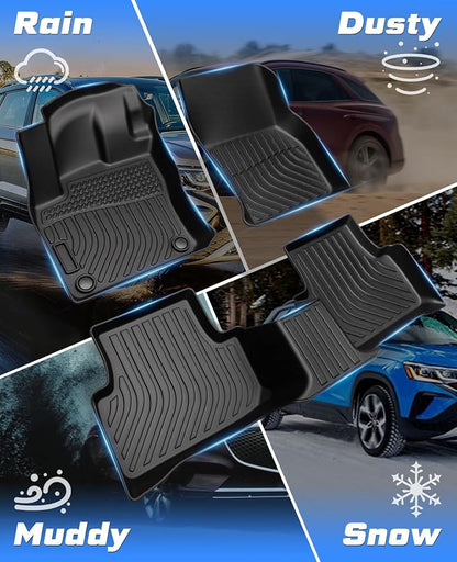 Sunsdrew Floor Mats for 2022-2026 Volkswagen Taos Accessories, All Weather Floor Liners 1st & 2nd Row Car Mats, TPE Rubber, Raised Edge
