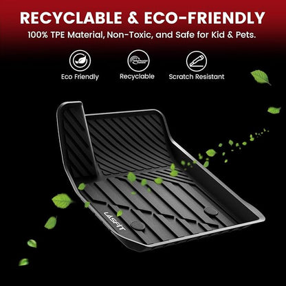 LASFIT Floor Mats for Cadillac XT4 2019-2025, All Weather TPE Custom Fit Automotive Floor Mats for Cars, 1st and 2nd Row Car Floor Mats Full Set for Cadillac XT4 Accessories, 3 PCS, Black