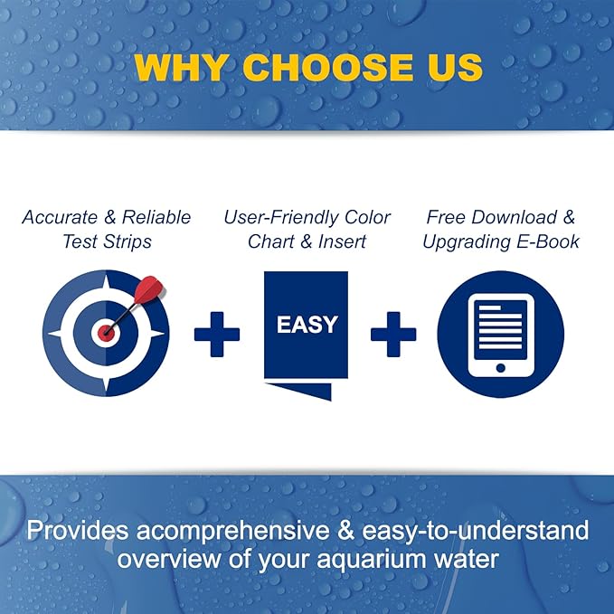 Aquarium Test Strips,100 Strips 9 in1 Saltwater and Freshwater Aquarium Test Kit for Aquarium,Pond and Fish tank,Testing Carbonate,Alkalinity,pH,Hardness,Free Chlorine,Nitrate,Nitrite,copper and Iron.