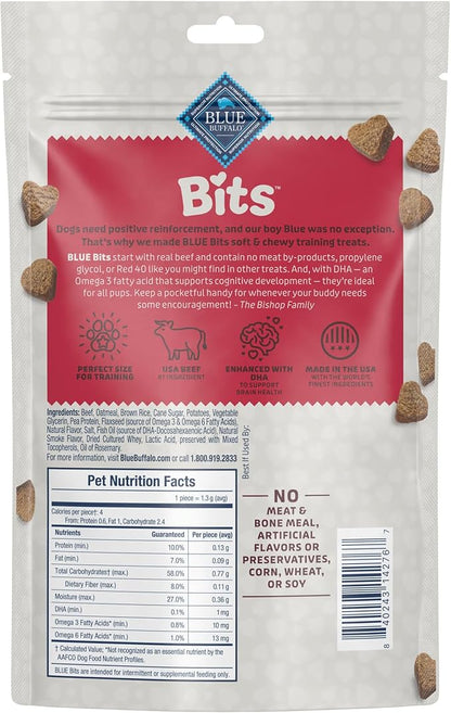Blue Buffalo Bits Soft Dog Treats for Training, Made With Natural Ingredients & Enhanced with DHA, Beef Recipe, 11-oz Bag