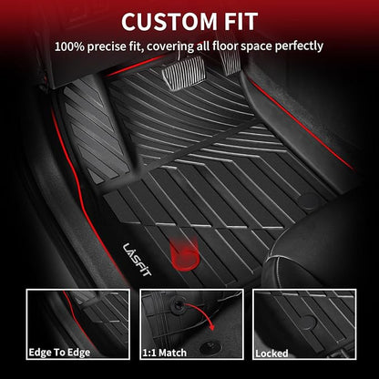 LASFIT Floor Mats for Cadillac XT4 2019-2025, All Weather TPE Custom Fit Automotive Floor Mats for Cars, 1st and 2nd Row Car Floor Mats Full Set for Cadillac XT4 Accessories, 3 PCS, Black