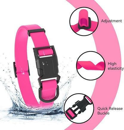 Waterproof Dog Collar, Easy to Clean Rubber Dog Collars with Quick Release Buckle Fits Small Medium or Large Dogs (Pink, L < 15.4-24.8 inch)