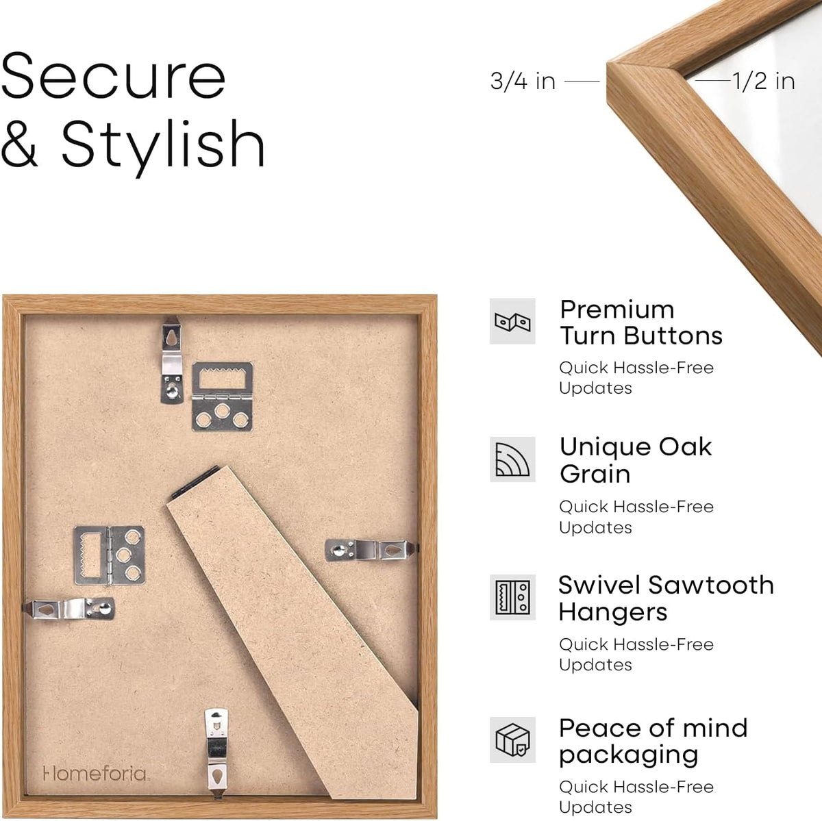 Homeforia 5.5x8.5 Business License Frame Wood, High End Natural Oak 5.5 x 8.5 Certificate Frame, 8.5x5.5 Document Frames for Wall or Tabletop, Wooden Picture Frames, Tempered Glass, Wall Kit, Set of 1
