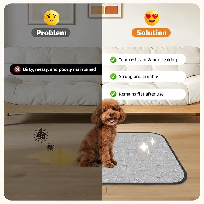 LOOBANI Washable Pee Pads for Dogs 36"x48", 2 Pack Whelping Pads, Gray | Extra Large Soft Reusable Dog Mat For Incontinence, Housebreak, Crate, Fast Absorbent, Non-Slip, Waterproof, Leakproof