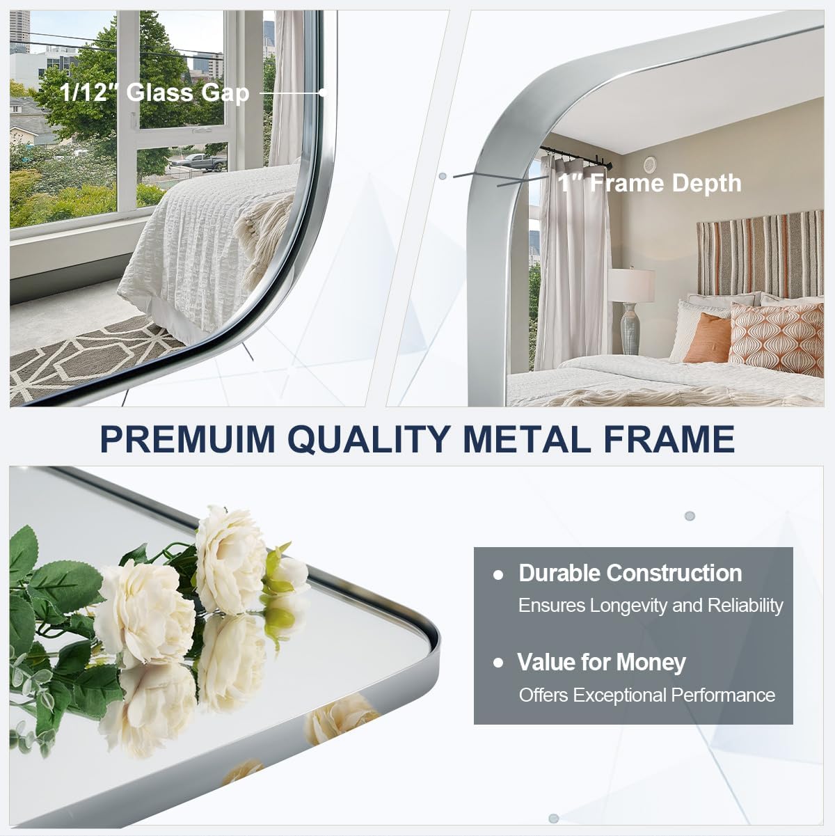ANDY STAR Oval Mirror for Bathroom, 20x30 Polished Chrome Oblong Bathroom Mirror for Vanity with Stainless Steel Metal Frame, Modern Anti Rust Wall Mounted