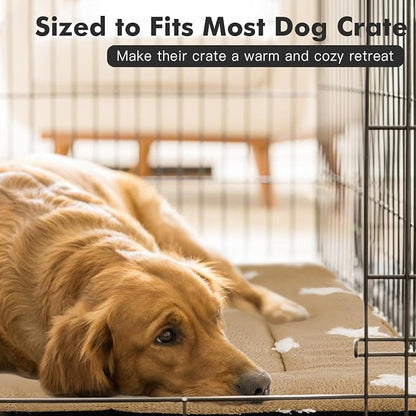 Mora Pets Dog Crate Pad Washable Puppy Dog Bed for Crate Flat Kennel Mat | Soft Dog Cat Bed Mat, Crate Pad for Dog Cage Cozy Sleeping Liner, Pet Pillow Cushion Medium Cute Star Anti Slip Brown 30 x 19