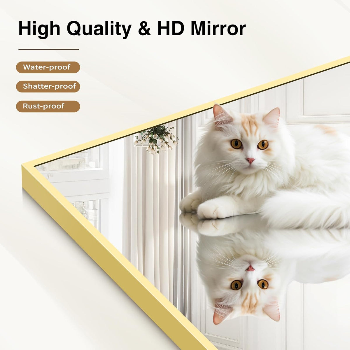 Gold Bathroom Mirror for Wall, 30x30 Inch Rectangle Mirrors with Metal Frame, Modern Vanity Wall Mirror Decor for Bathroom Living Room, Entryway Hangs Horizontal or Vertical