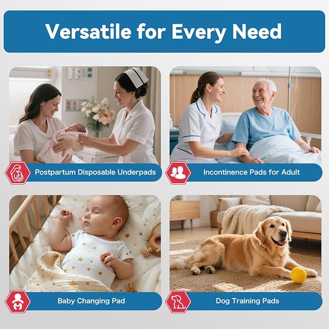 BIGGMED Tear-Resistant Disposable Bed Pads 36" x 36" 50 Count Super Absorbent Underpads, 3XL Extra Large Chux Pads, Thicker Incontinence Bed Pads for Adults, Kids, Elderly, Pee Pads