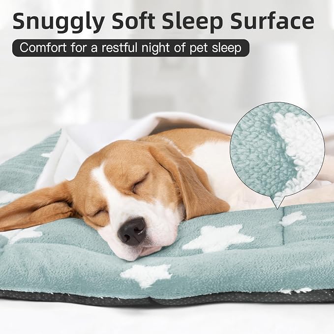 Mora Pets Dog Crate Pad Washable Cat Dog Bed for Crate Flat Pet Kennel Mat | Soft Dog Cat Bed Mat, Puppy Crate Pad for Dog Cages Cozy Sleeping Liner, Cute Pet Pillow Cushion Anti Slip Small Blue 24 x 18