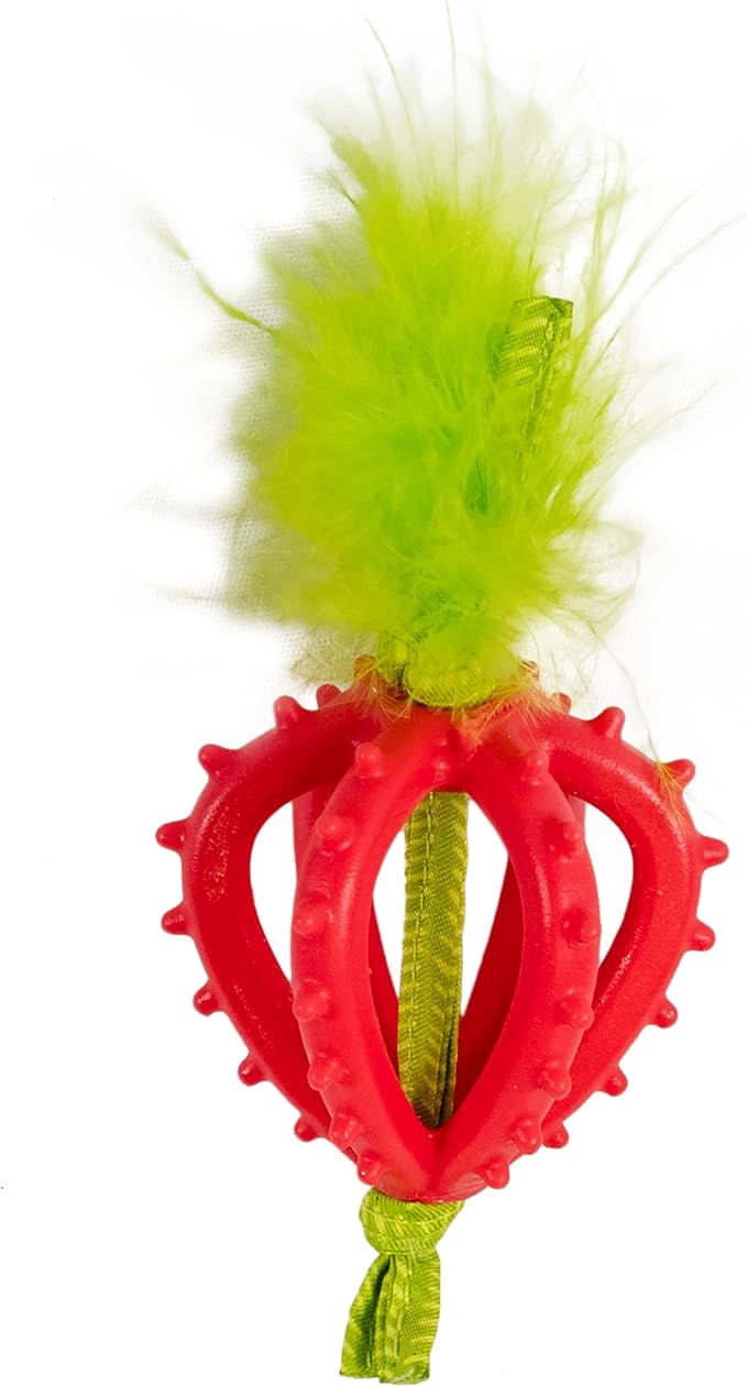 Catstages Dental Strawberry Teether, Soft and Textured Cat Chew Toy, Catnip Oil Coating, Pink