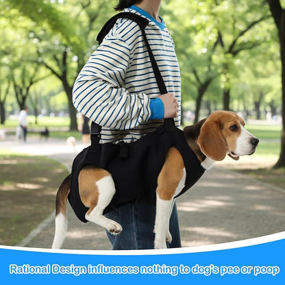 Shinylin Dog Carry Sling Emergency Backpack Pet Legs Support and Rehabilitation Dog Lift Harness Adjustable Lifting Straps Carrier for Senior Dogs Joint Injuries, Arthritis, Hiking, Skiing, Black(S)