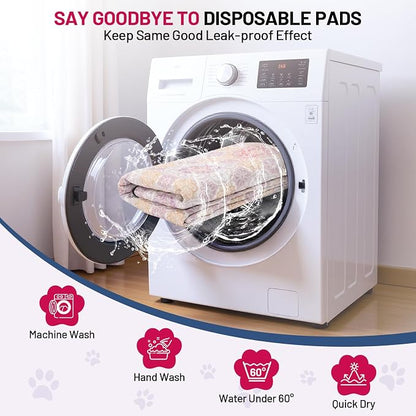 Washable Dog Pee Pads - Absorbent Reusable Puppy Training Pads, Waterproof Leak - Proof & Non - Slip for Crate Whelping Potty Training 24x18 (Pack of 2)