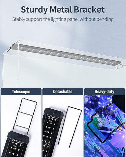 Pawfly 21W Aquarium LED Light for 30 to 36 Inch Fish Tanks Extendable Fish Tank Light with Full Spectrum Brilliant White Blue Red Lights with Daytime & Night Modes and Adjustable Brightness