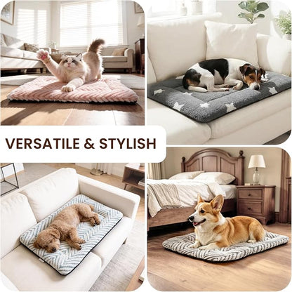 Mora Pets Dog Crate Pad Washable Cat Dog Bed for Crate Flat Pet Kennel Mat | Soft Dog Cat Bed Mat, Puppy Crate Pad for Dog Cages Cozy Sleeping Liner, Cute Pet Pillow Cushion Anti Slip Small Grey 24 x 18
