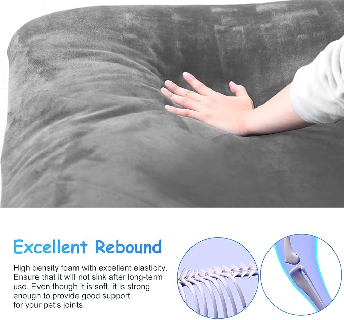 Magic Dog Super Soft Large Dog Bed, 39 Inches Orthopedic Foam Pet Beds with Anti Slip Bottom, Dog Sleeping Mattress with Removable and Washable Cover, Grey