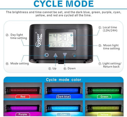 hygger Aquarium Programmable LED Light, for 18~24in Long Full Spectrum Plant Fish Tank Light with LCD Setting Display, 7 Colors, Sunrise Sunset Moon and DIY Mode, for Novices Advanced Players