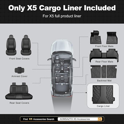 AOMSAZTO Cargo Mat Fit for BMW X5 2026 2025 2024-2019 ONLY 5 Seats (Non 45e & 7-Seats Models), TPE All Weather Rear Trunk Liner for BMW X5 G05 Accessories