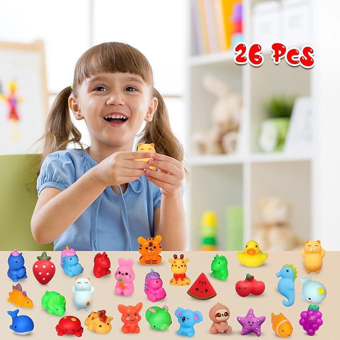 nobasco Squishies, 26 Pack Mochi Squishy Toys - Kawaii Cat Squishys Slow Rising Animals - Party Favors, Goodie Bag, Birthday Gifts, Mini Squishies Stress Reliever Toy