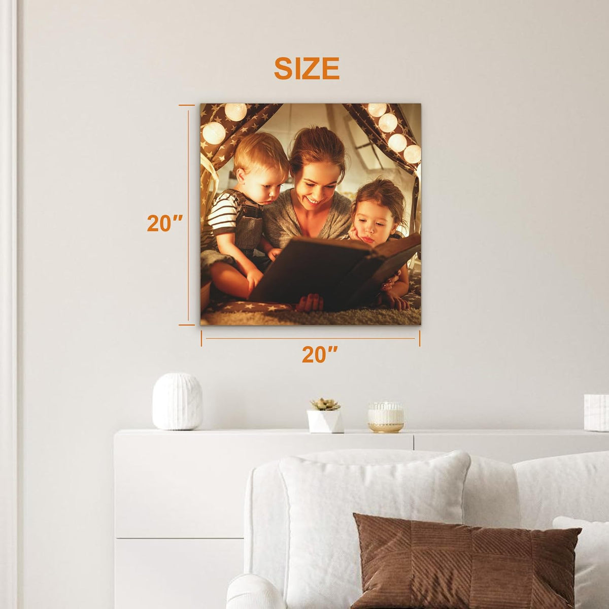 Custom Canvas Prints with Your Photos- Personalized Print Canvas Pictures, Custom Wall Art Gift for Living Room, Bedroom, Wedding Family Baby Pets Framed 20 x 20 inche