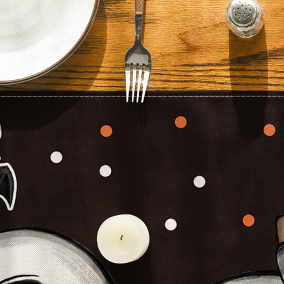 Artoid Mode Polka Dot Ghost Pumpkin Cat Boo 2PCS Halloween Table Runner, Bat Seasonal Fall Kitchen Dining Table Decoration Home Party Decor 13x72 Inch