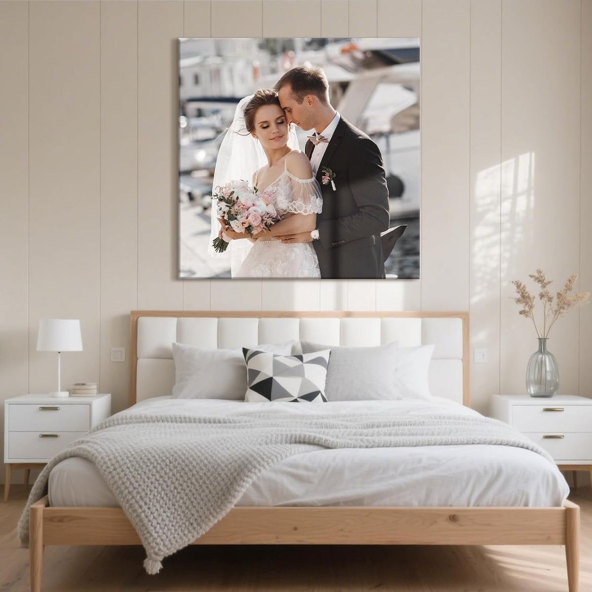 Personalized Custom Canvas Prints with Your Photos & Text, Customized Picture Print, Transform Own Images Into Framed Wall Art Digitally Printed Photo to Canvas, Keepsakes Gifts for Family 16x16’’