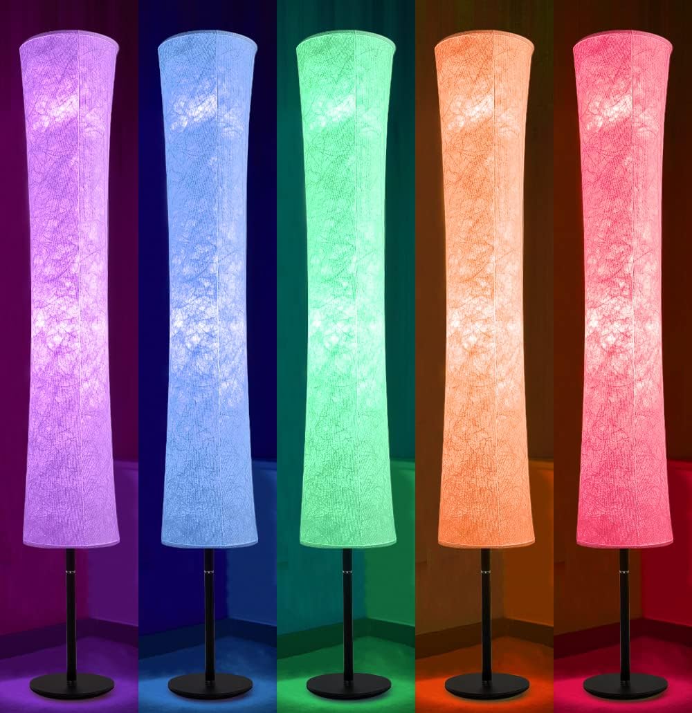 BLUEYE Floor Lamp,RGBCW 2700K-6500K,APP & Remote&Smart Voice Control, 2 X 60W Equivalent, No Hub Required,Compatible with Alexa Google Assistant, 60'' Standing Lamp for Bedroom, Similar Fabric