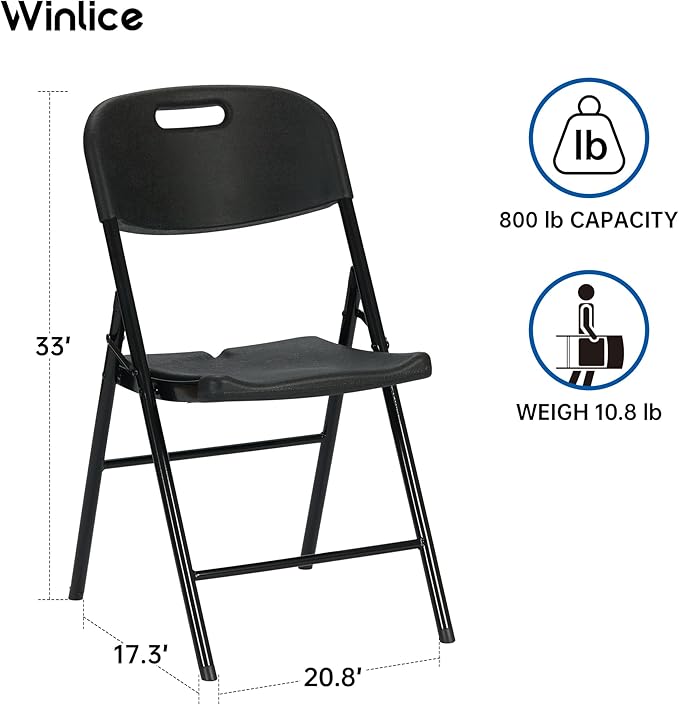 70 Pack Thicker 800 LBS Black Folding Chairs, Commercial Grade Folding Chair, Foldable Chairs for Events
