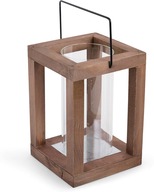 Zingz & Thingz Wooden Candle Lanterns, Decorative Light Home Decor, 9" Tall, Rustic Garden