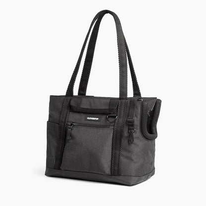 Transit Tote Dog Carrier for Small Dogs Under 8 lbs, 16x11x8 Soft-Sided 4-Pc Set with Waterproof Base, Plush Insert, Food Pouch, Mesh Head Opening - Small Graphite