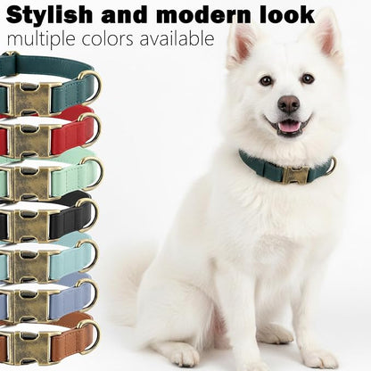 Dog Collar and Leash Set,Leather Silicone Waterproof Odor-Proof Dog Collar and Leash for Medium Dogs, Soft Flexible Dog Collars, Durable Thick Adjustable Pet Collar (Green, Medium (12.5-20 "Neck))