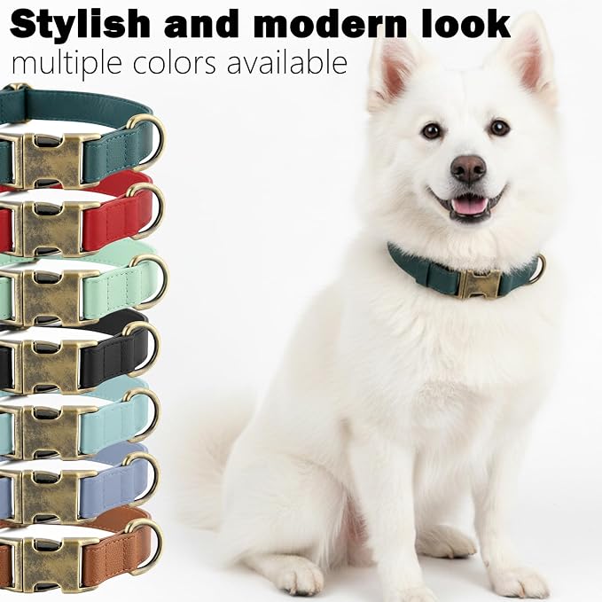 Silicone Dog Collar and Leash Set, Waterproof & Odor-Proof Puppy Collar for Small Dogs, Soft Flexible Leather-Look Dog Collars, Durable Thick Adjustable Pet Collar (Red, Small (11-15.5" Neck))