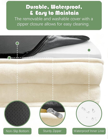 Spotted Play Orthopedic Dog Bed with Sides - Sofa Beds for Extra Large Dogs, Supportive Foam Pet Couch Bed with Washable Removable Cover, Waterproof Lining and Non-Slip Bottom, Ivory - XXL