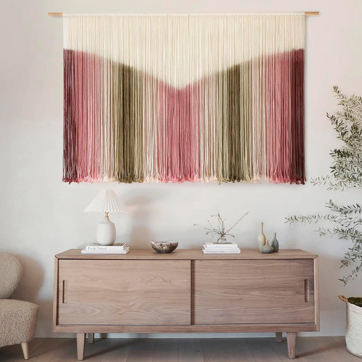 IOWER Large Macrame Wall Hanging Boho Wall Decor Large Scale Tie-Dye Yarn Living Home Room Boho Wall Decor for Bedroom Home Wall Art 57" W x 35" L