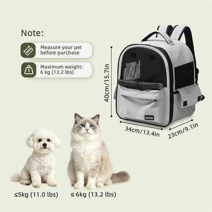Cat Carrier Dog Backpack Carrier with Anti-Collapse Bottom (Light Gray) | Dog Carrier Mesh Backpack Breathable Pet Travel Bag with Sun Shade, Locking Zippers, Ergonomic Support for Hiking, Vet, Car