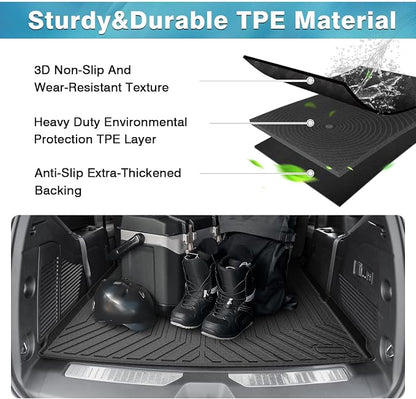 Mixsuper Cargo Liner for 2021-2025 2026 Chevrolet Tahoe/GMC Yukon, Behind The 2nd Row Seats, All Weather Cargo Mat Rear Trunk Liner Black